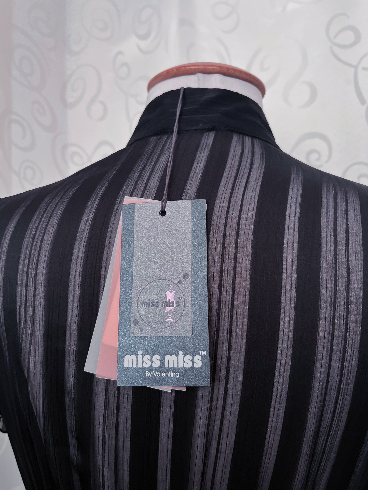 00’s new deadstock Office Goth striped & mesh dress with ruffle detail 🕷️