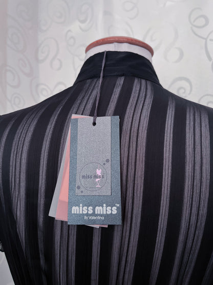 00’s new deadstock Office Goth striped & mesh dress with ruffle detail 🕷️