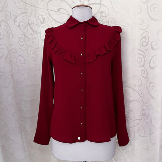 Gothic/Jirai Kei Wine Red ruffle shirt 🩸