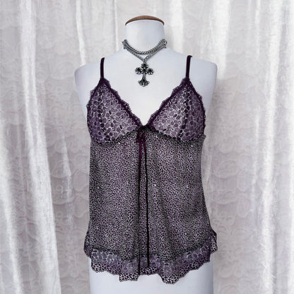 Hot little coquette see-through cami top 🐆💜