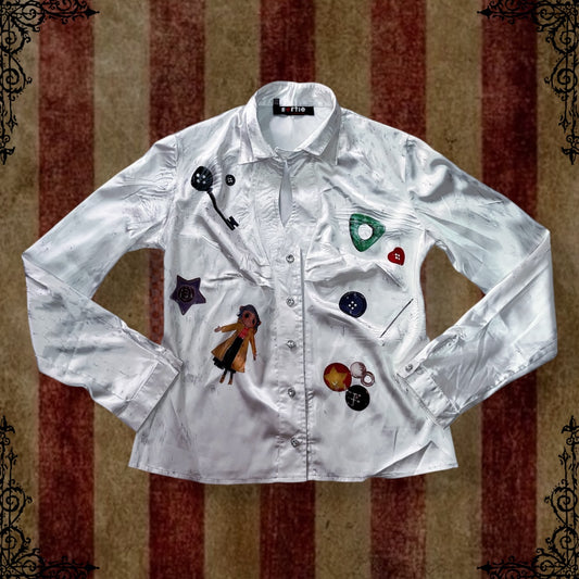Other World Reworked 00's saten shirt with embossed details 🪡🧵
