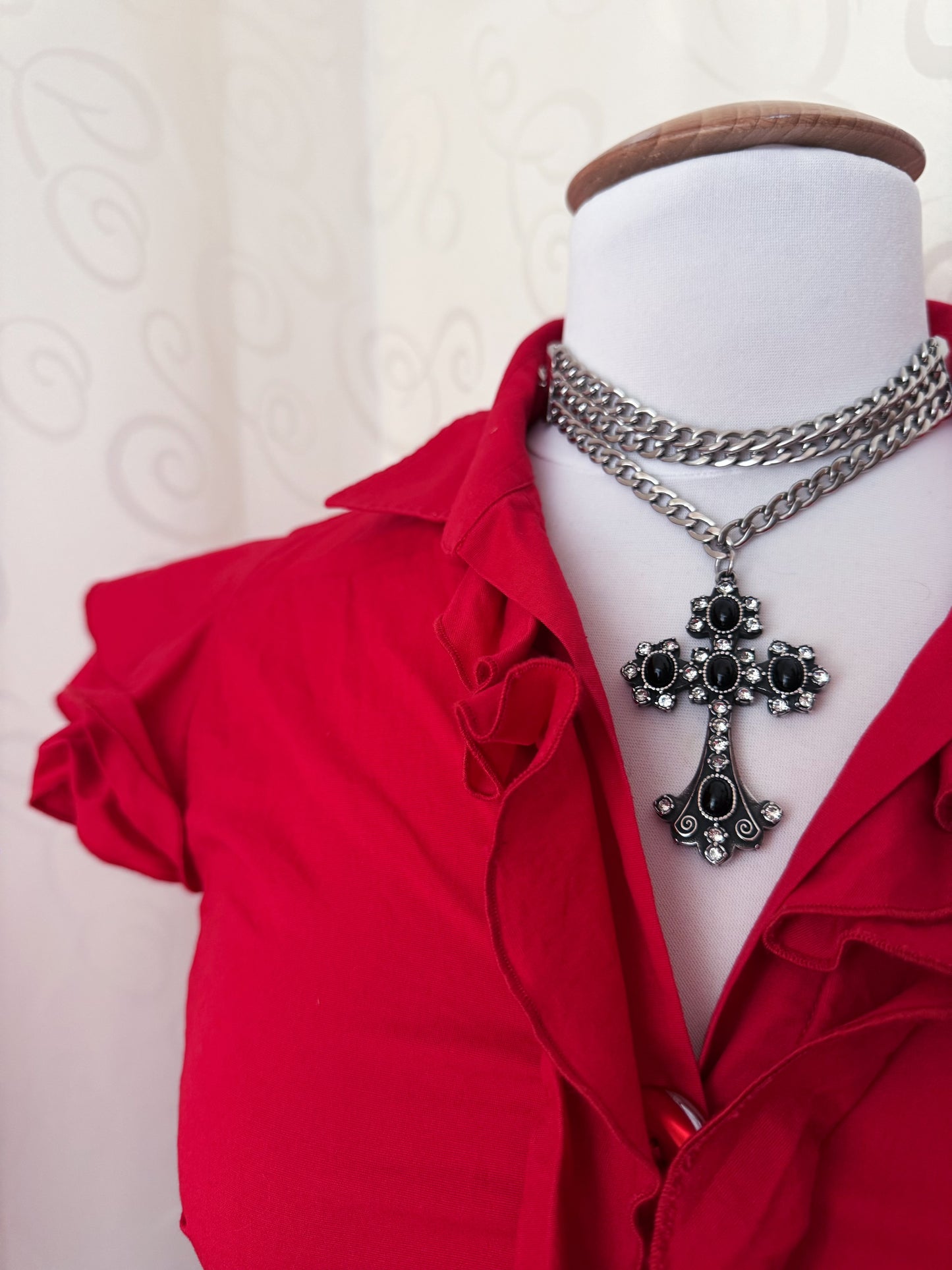 00’s Dark Coquette red cotton shirt 🗝️❣️
