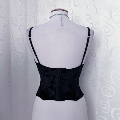 Gothic black velvet corset top with lace-up detail 🖤🦇