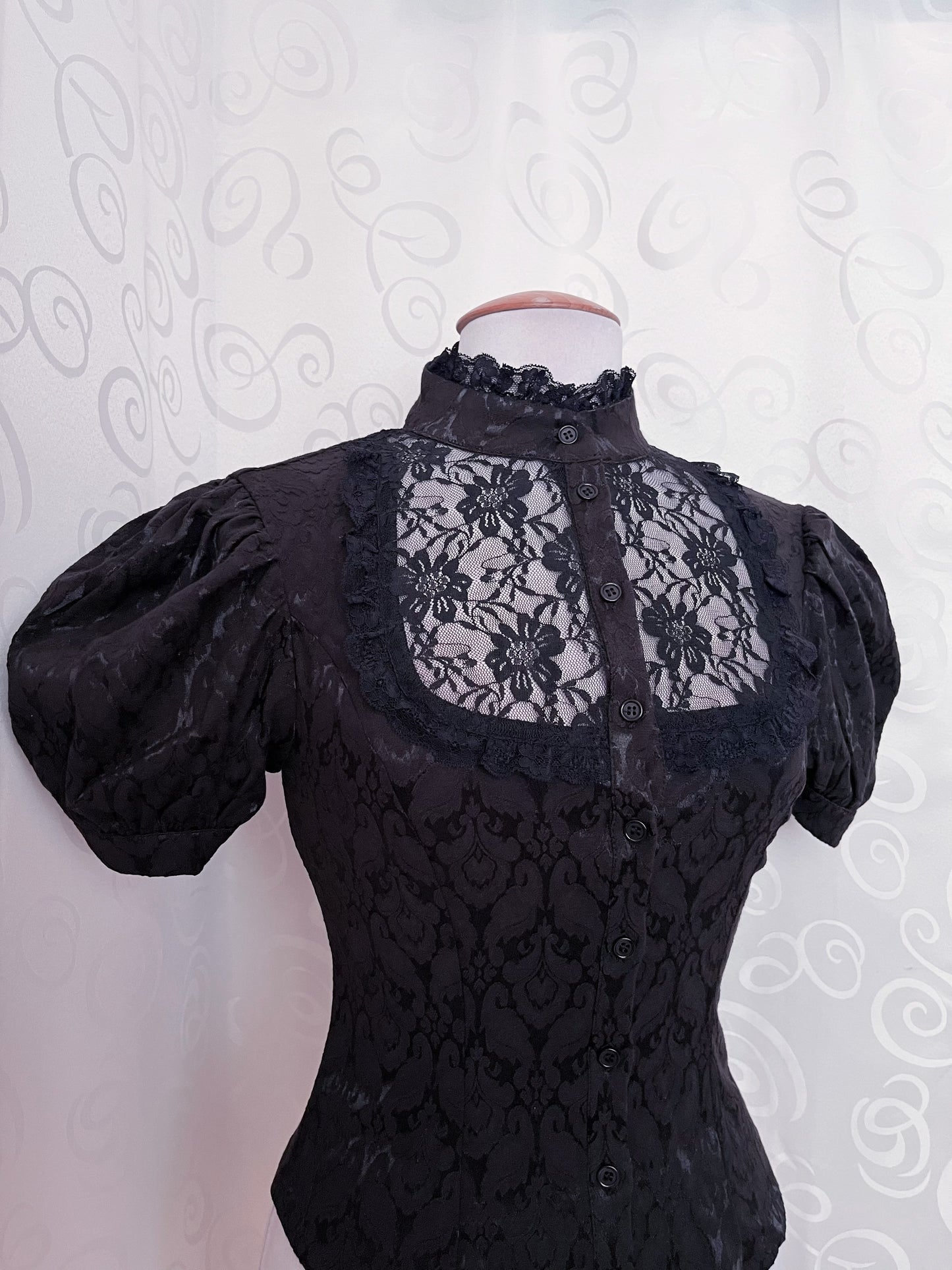 Dracula Gothic victorian style brocade high collar blouse 🦇🏰