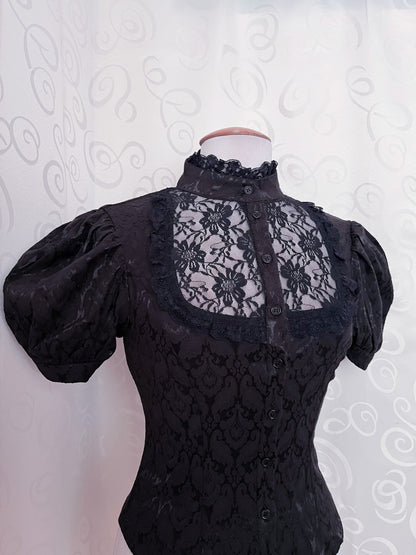 Dracula Gothic victorian style brocade high collar blouse 🦇🏰