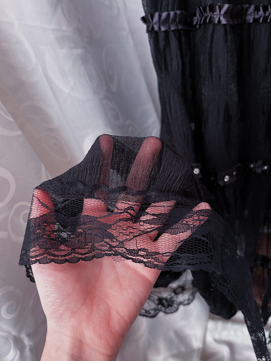Whimsygoth maxi black skirt with sequin details 🦇🕸️