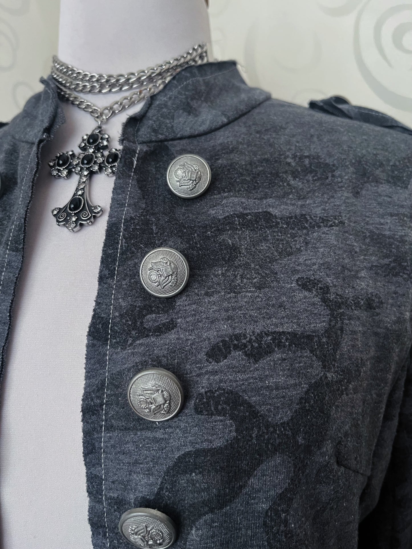 Gothic military style light camo grey blazer