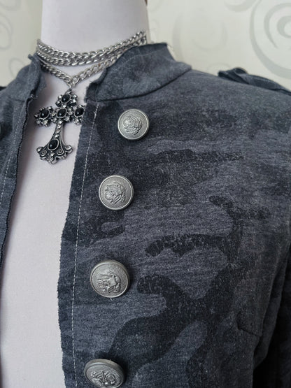 Gothic military style light camo grey blazer