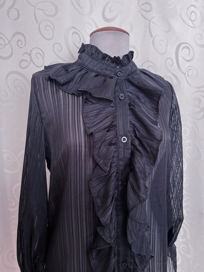 Gothic striped mesh ruffle shirt 🦇