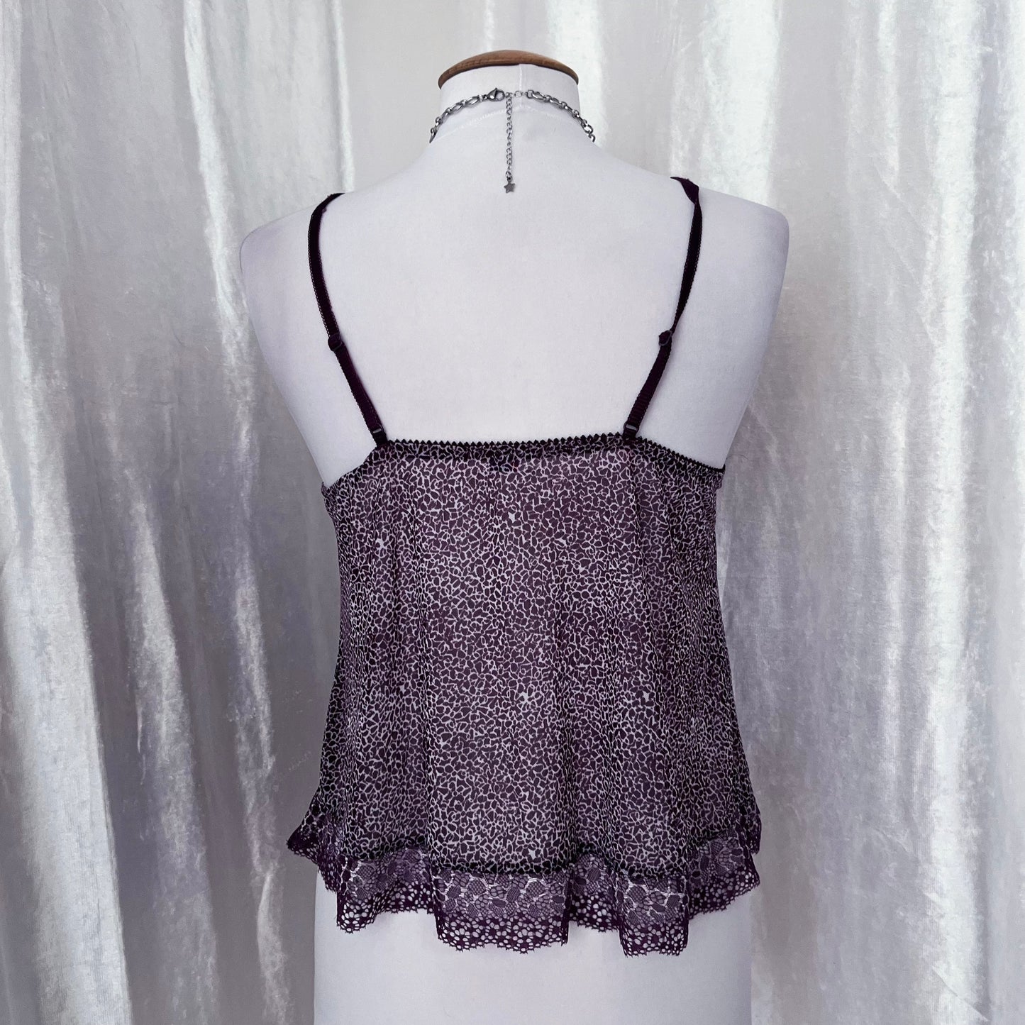 Hot little coquette see-through cami top 🐆💜