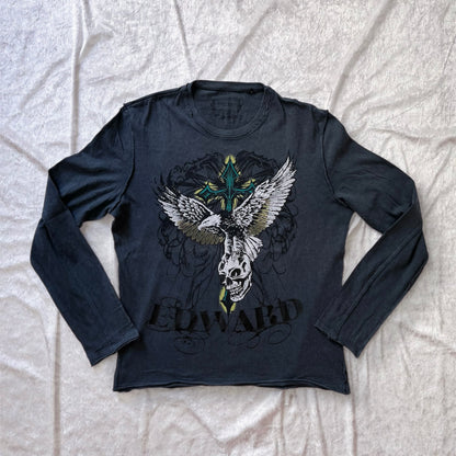 00’s Men’s cotton Alternative cross & skull longsleeve top 💀
