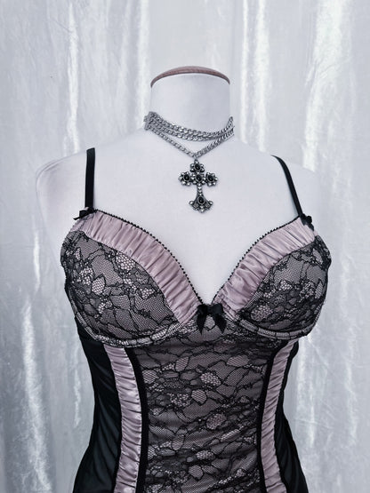 Whimsy silver mesh babydoll bustier 🫧🎀