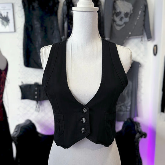 00’s Alt denim black crop vest 🖤