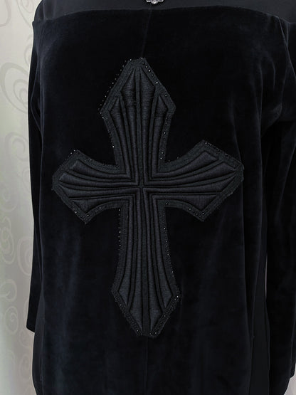 00’s Gothic velvet tunic/dress with cross patch ✝️🦇