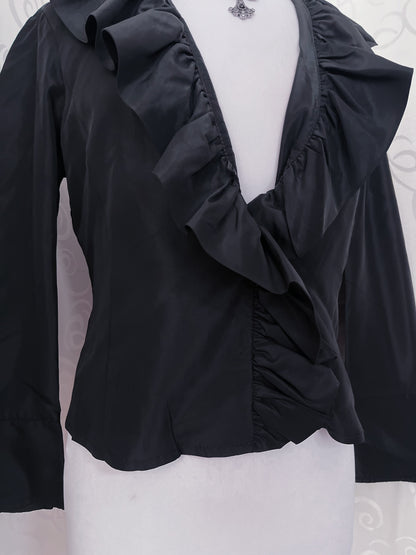 00’s gothic ruffle shirt/cardigan 🌀🕷️