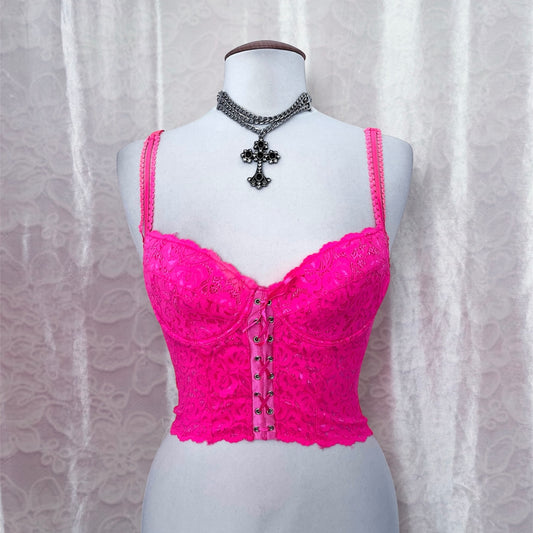 Pretty pink lace crop corset 💕