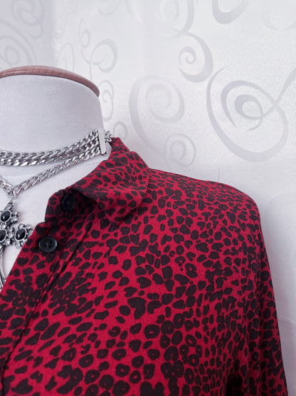 Amazing leopard print burgundy shirt dress 🐆🎸