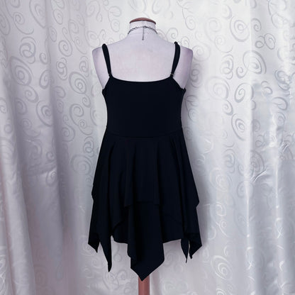 Fairy black stretchy asymmetrical mini dress 🌀