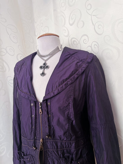 00’s whimsygoth purple light jacket with double zipper 🌀💜