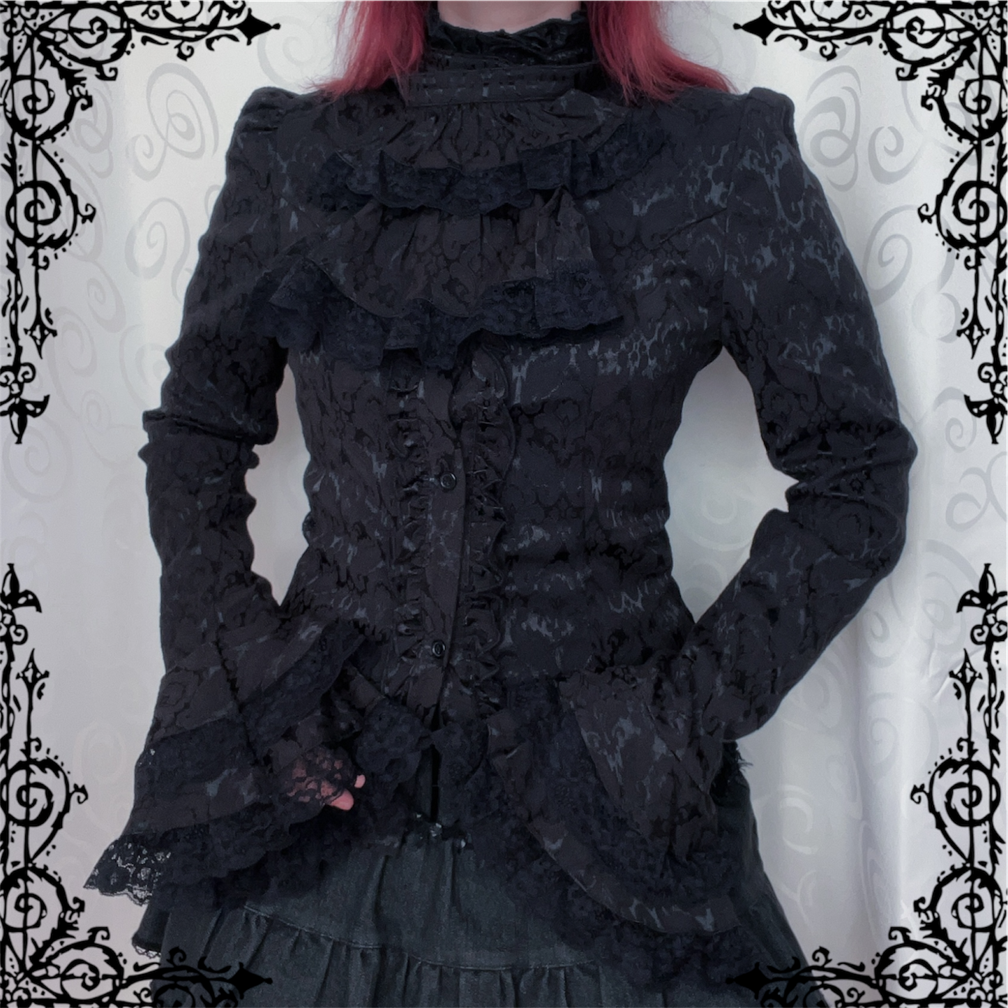 Dracula Gothic victorian style brocade cravat shirt 🖤🦇