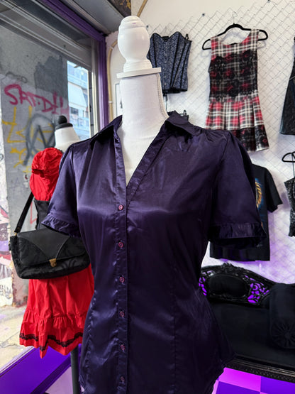 Horror Protagonist/Dark coquette satin purple top 🎞️📷