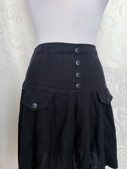 00’s linen black pleated skirt 🕷️🕸️