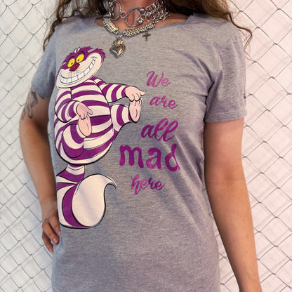Alice in Wonderland Disneyland Paris cheshire cat grey tee 💞🐈‍⬛♠️♦️