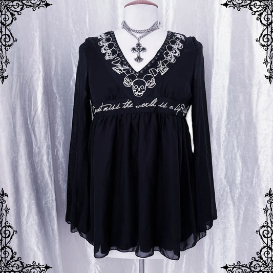 DEADSTOCK Japanese Ghost of Harlem Oversize Mesh top with embroidered skull details 💀