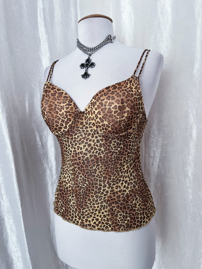 Punk style leopard print bustier top 🐆