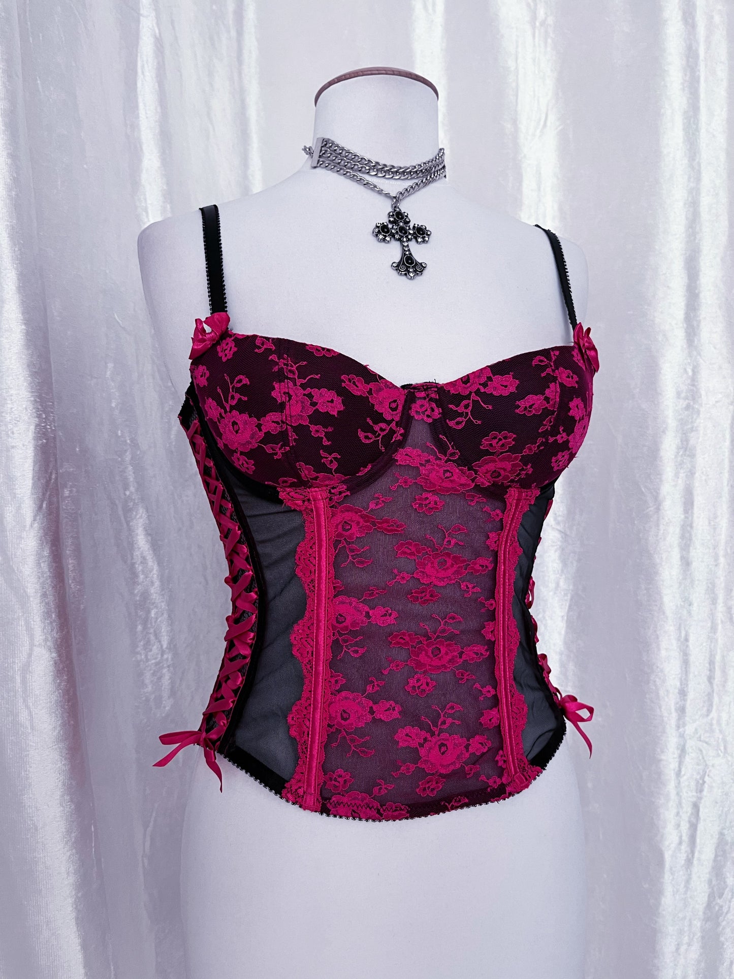 Hot pink gothic mesh corset 🎀