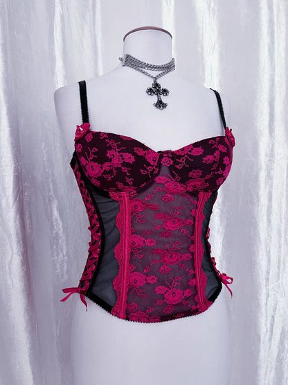 Hot pink gothic mesh corset 🎀