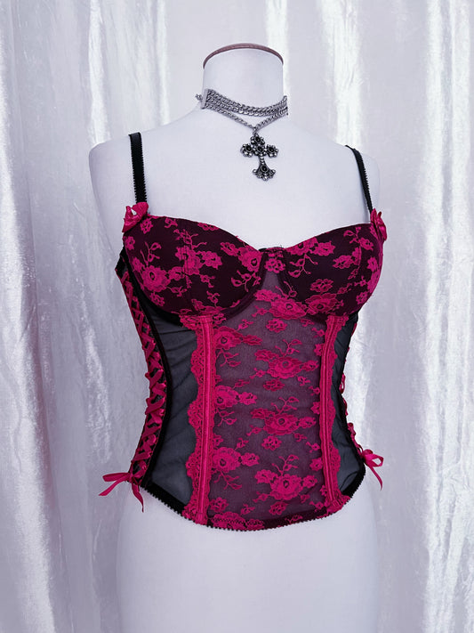 Hot pink gothic mesh corset 🎀