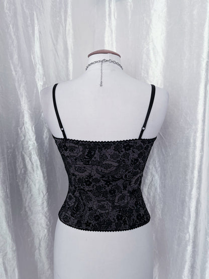 00’s gothic velvet & cotton top 🕷️