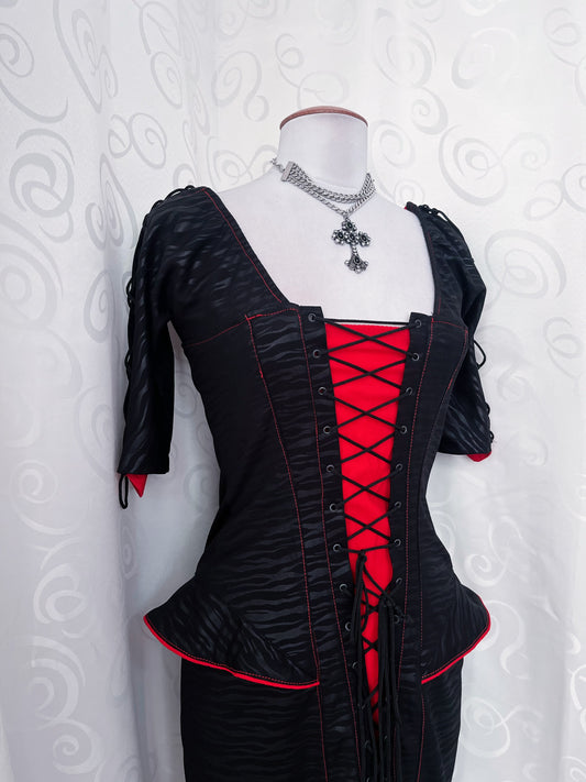 Iconic Vampire Gothic lace-up dress with zebra print ❤️🧛🏼‍♀️