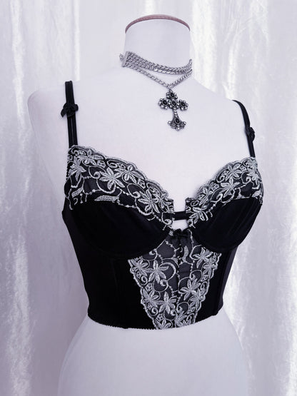 Dark fairy black crop corset top 🕸️🧚🏻