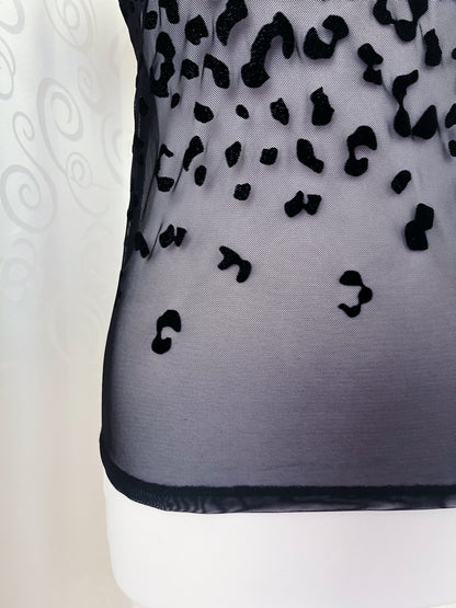 Alt mesh black tee with with embossed velvet animal print detail 🐾