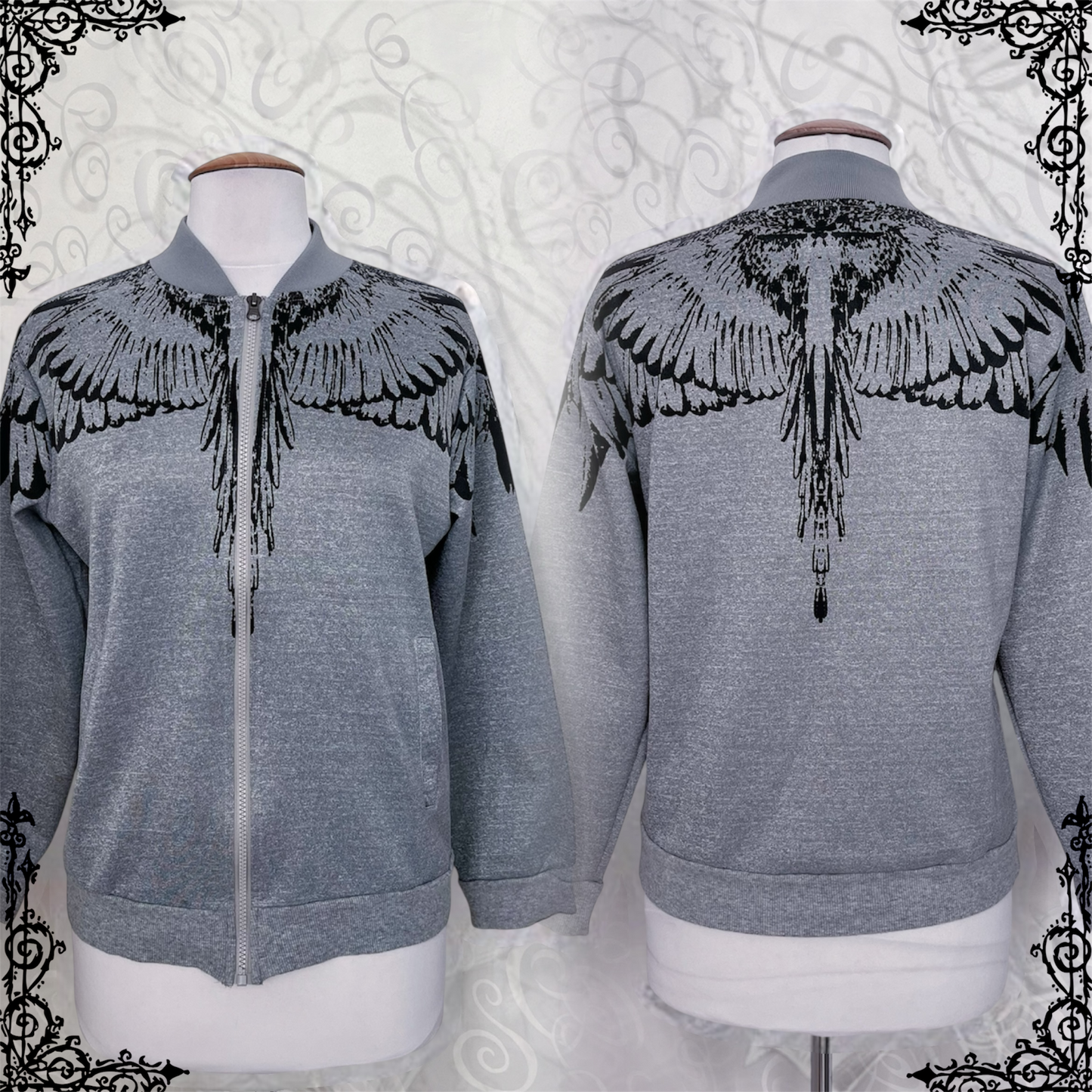 Modern Angel wings grey zip-up jacket 🪽