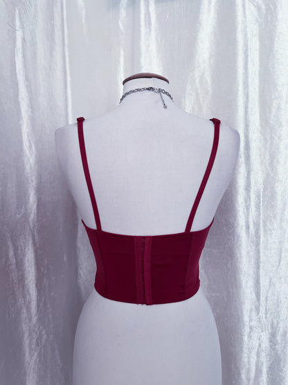 Hot burgundy crop corset top 🎀
