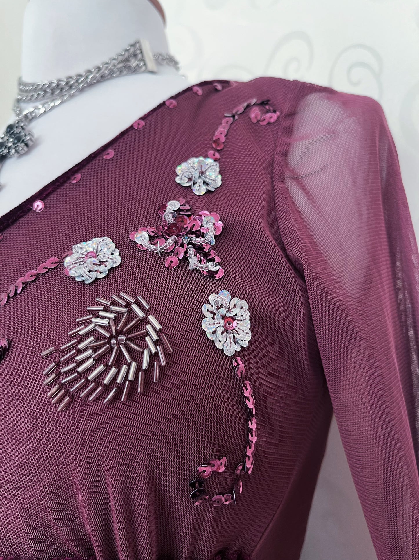 Melrose, whimsy fairy plum mesh top with sequin details 💜🎀