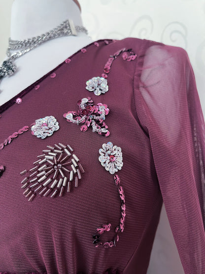 Melrose, whimsy fairy plum mesh top with sequin details 💜🎀