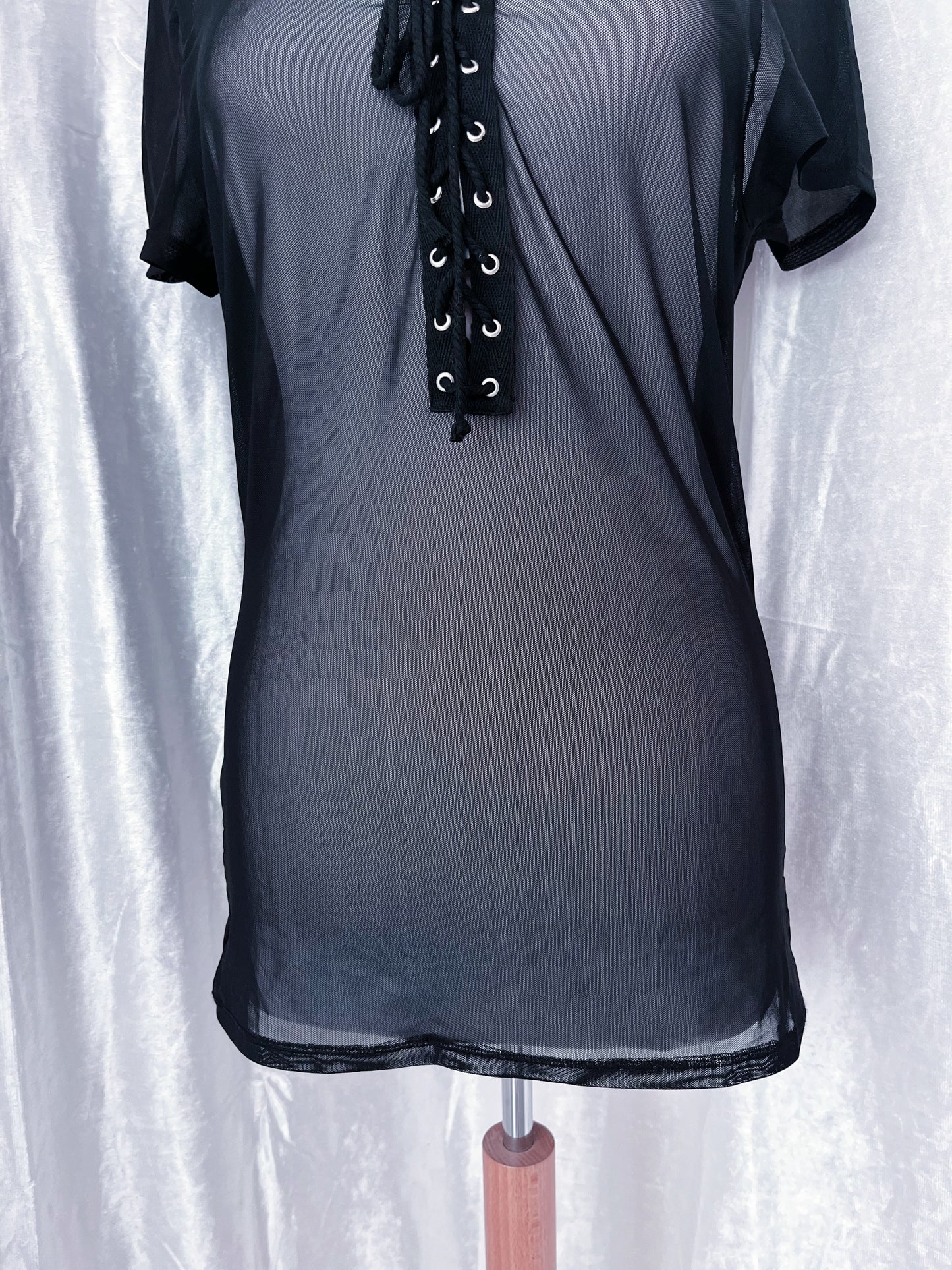 Alt mesh tunic with lace up detail