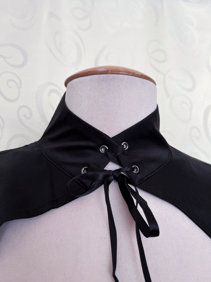 Dracula Gothic victorian style Short Sleeved Satin Keyhole Blouse 🖤🦇