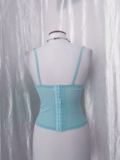 00’s baby blue corset top 🦋