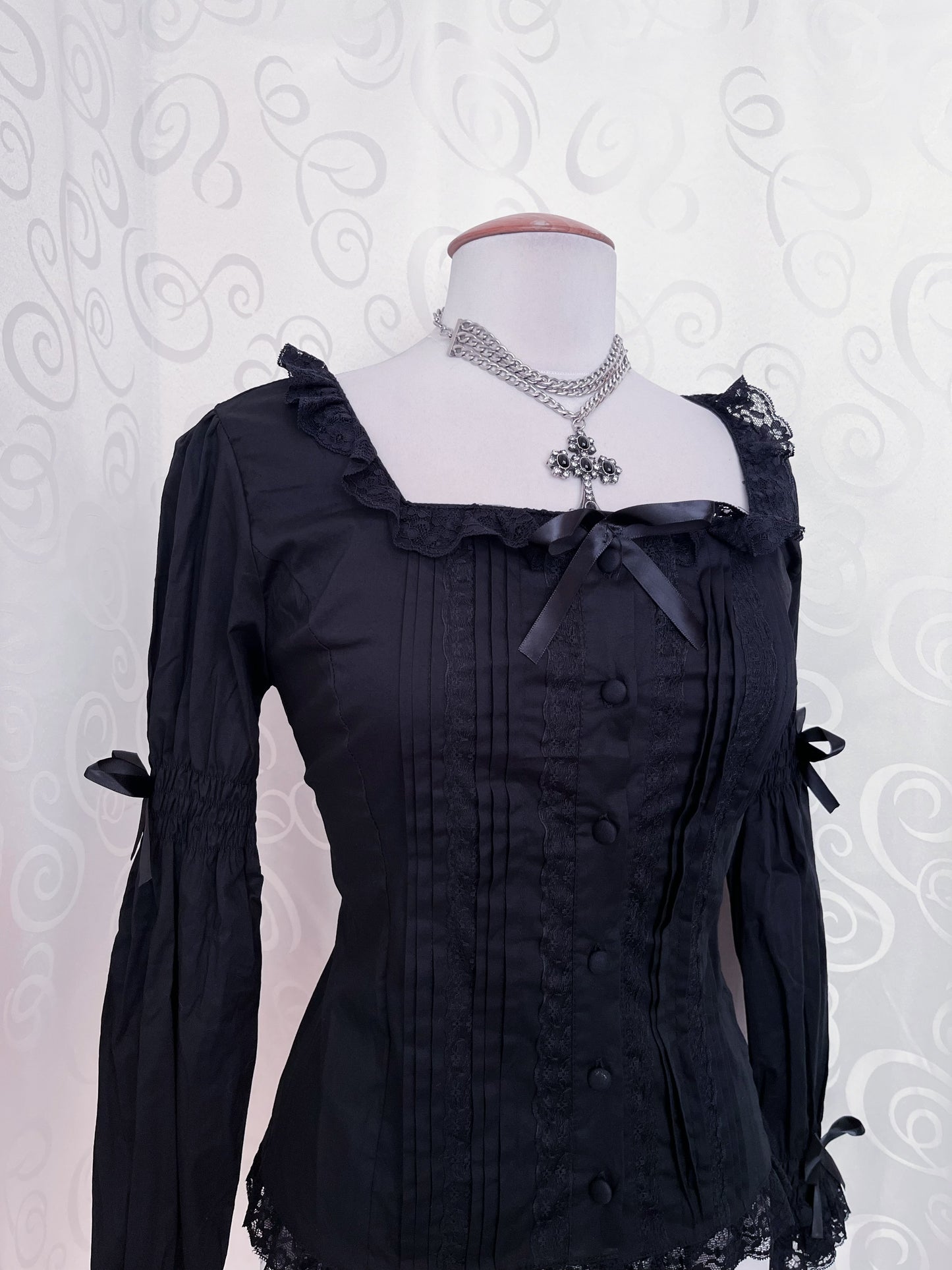 Dracula / Horror Protagonist cotton black romantic blouse 🖤🦇