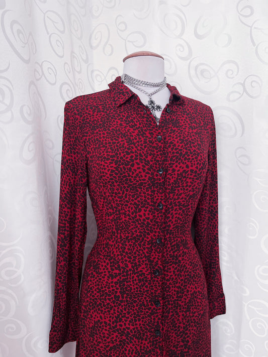 Amazing leopard print burgundy shirt dress 🐆🎸