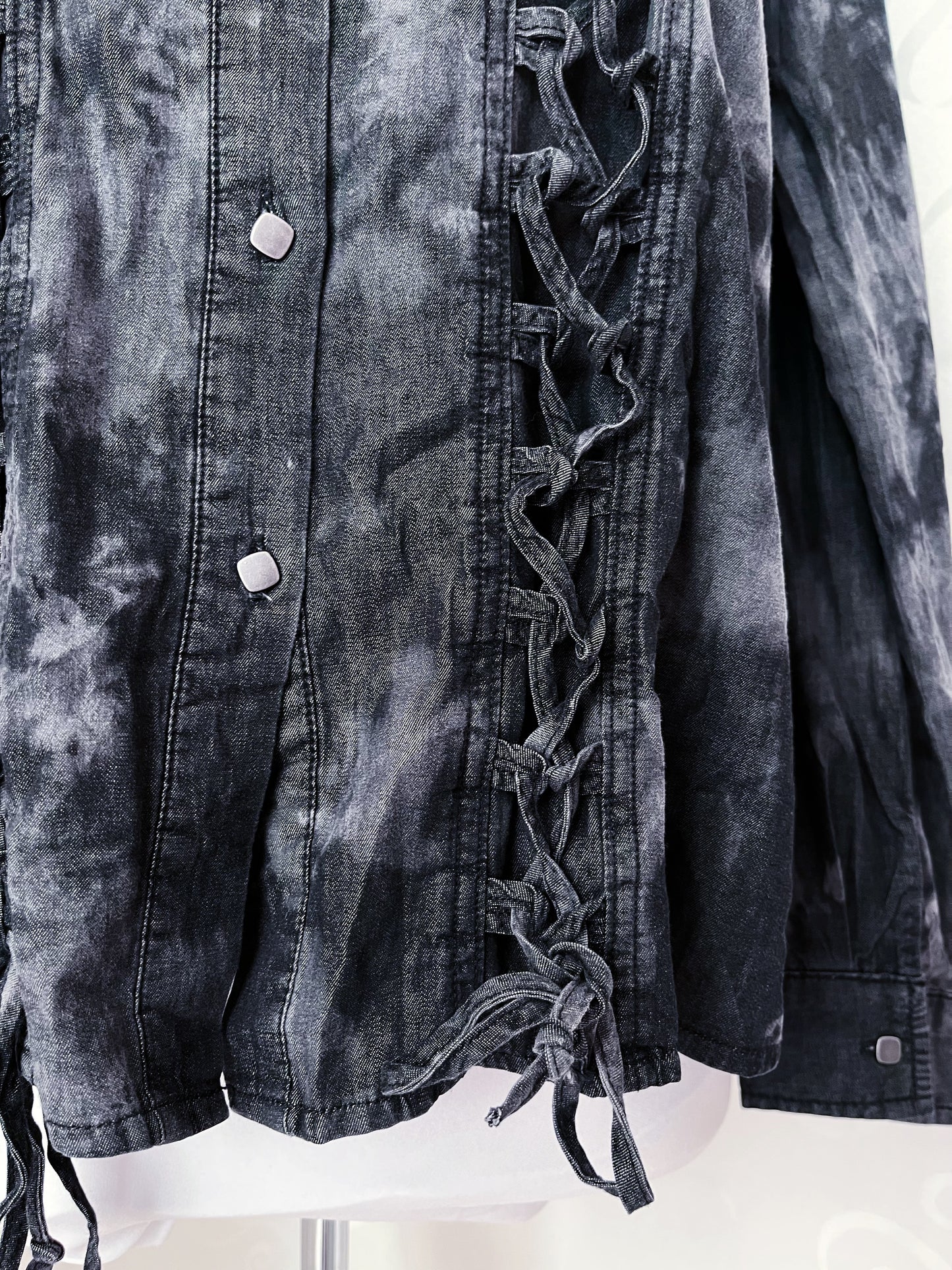 Rock Rebel light denim lace-up shirt 🕷️🦇