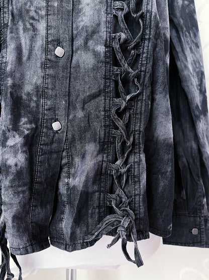 Rock Rebel light denim lace-up shirt 🕷️🦇
