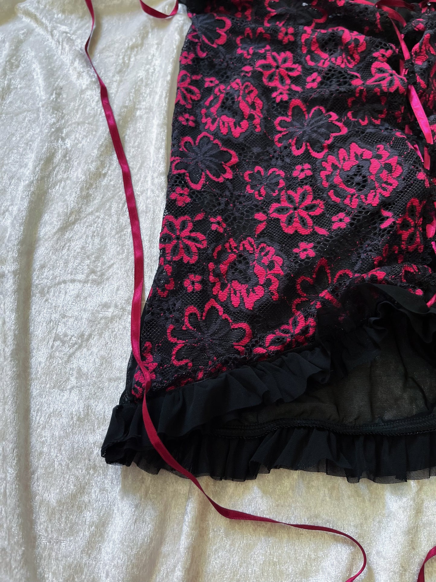 Dark gothic see-through lace & mesh lace-up top 🦇