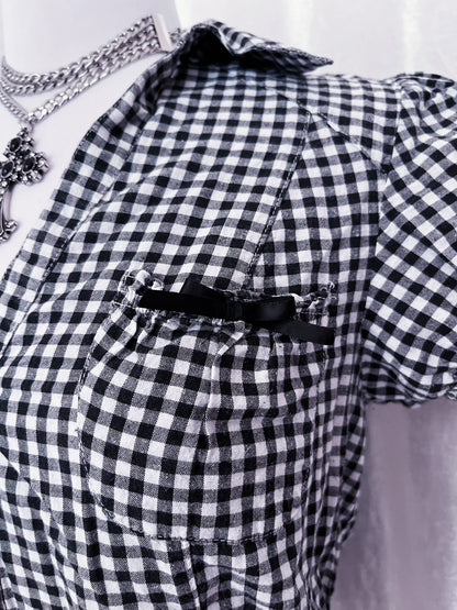 Dark coquette dirndl plaid top 🎀