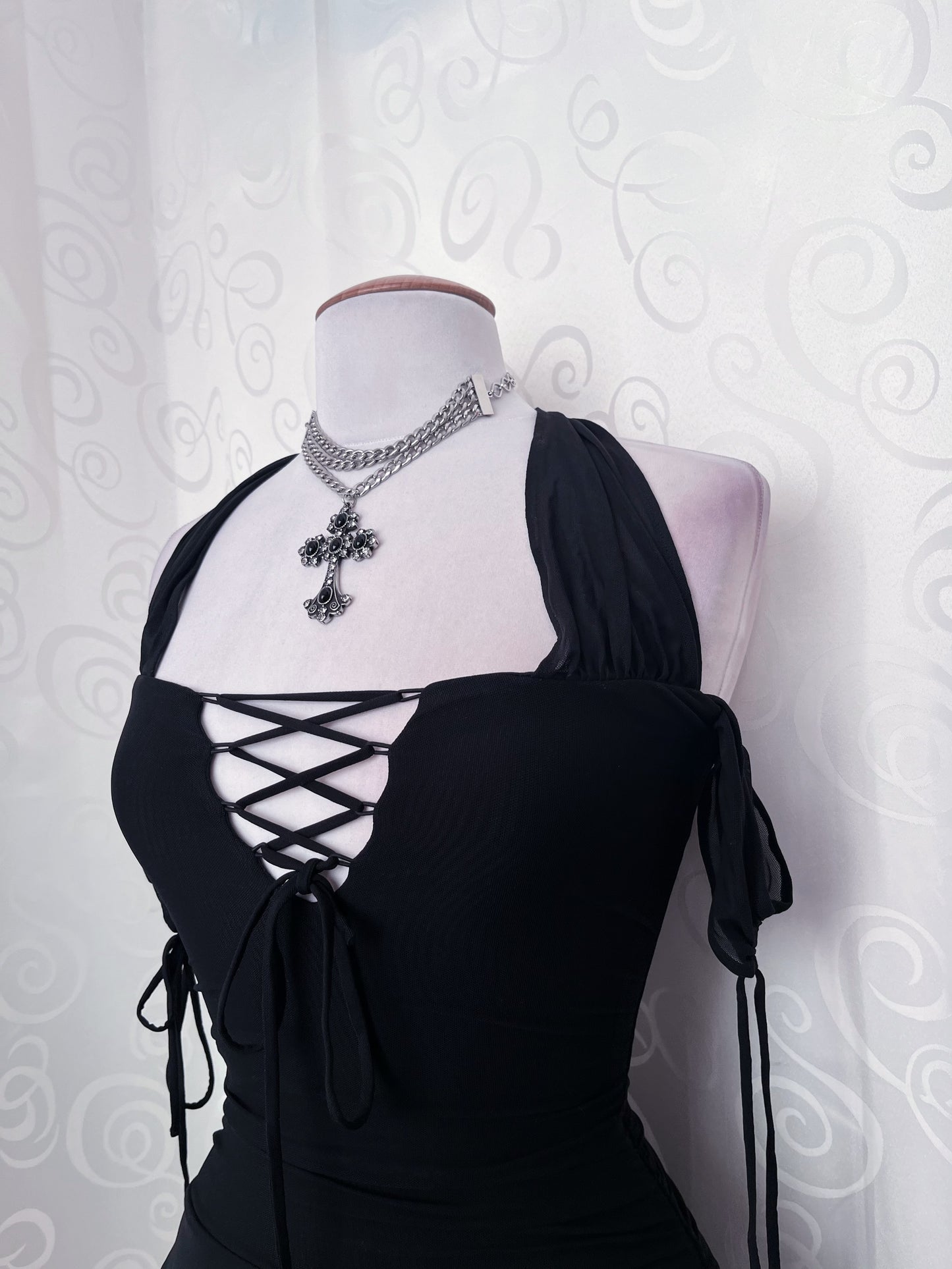 Fairy black mesh asymmetrical dress 🕷️🌀